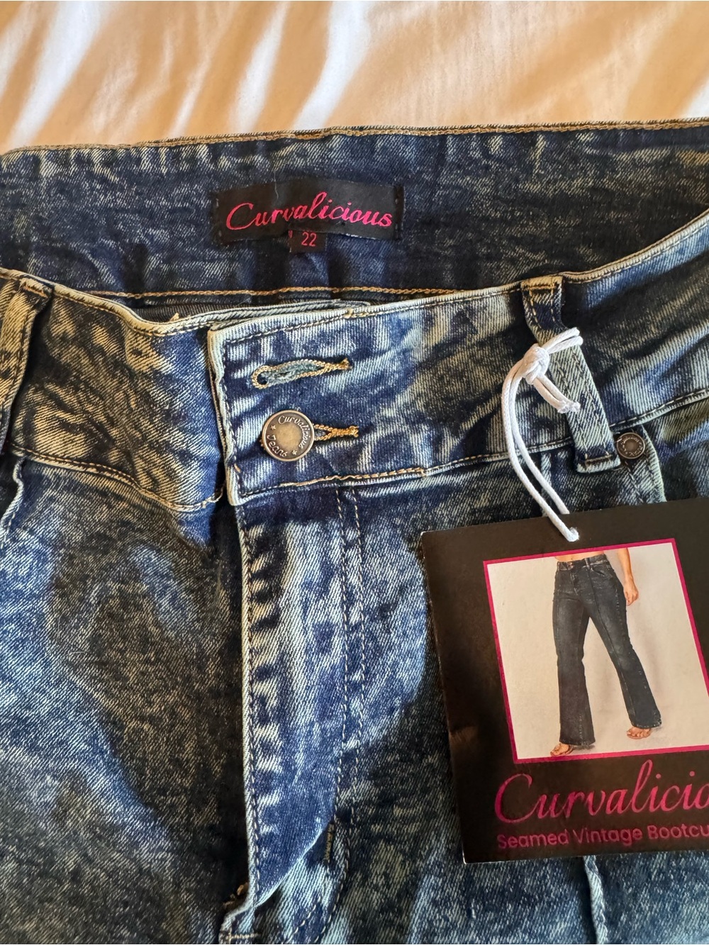 Curvalicious Women's Blue Acid-Wash Bootcut Jeans - Size 22